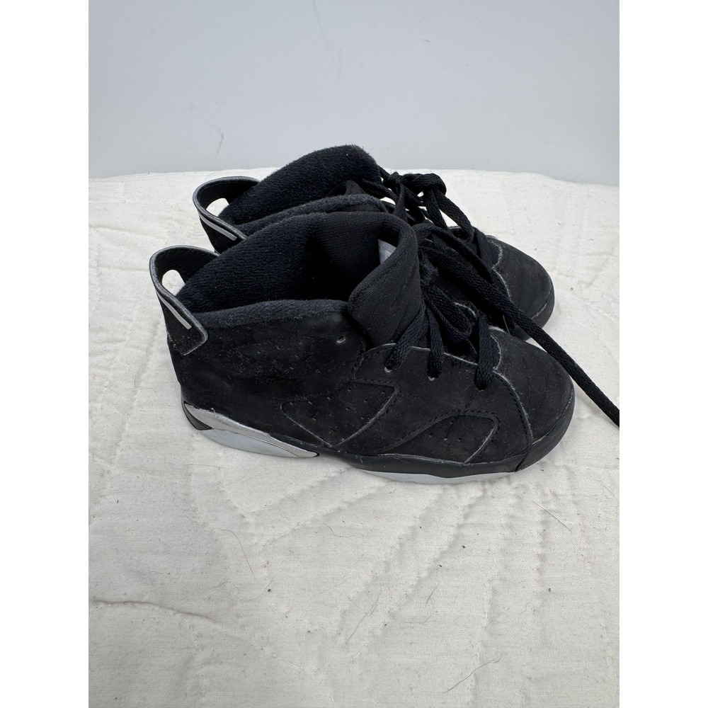 Jordan 6 Retro Chrome Toddler 9C Black Suede High Top Basketball Lace Up‎